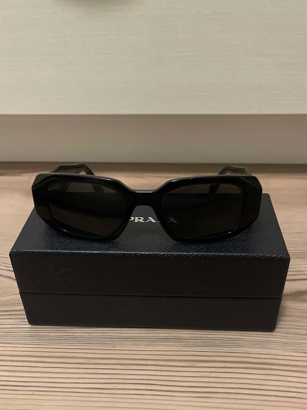 Prada Symbole SPR 17W Rectangle Sunglasses in Black